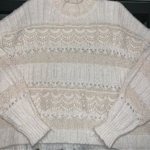 Zara Women's Cream Textured Knit Sweater